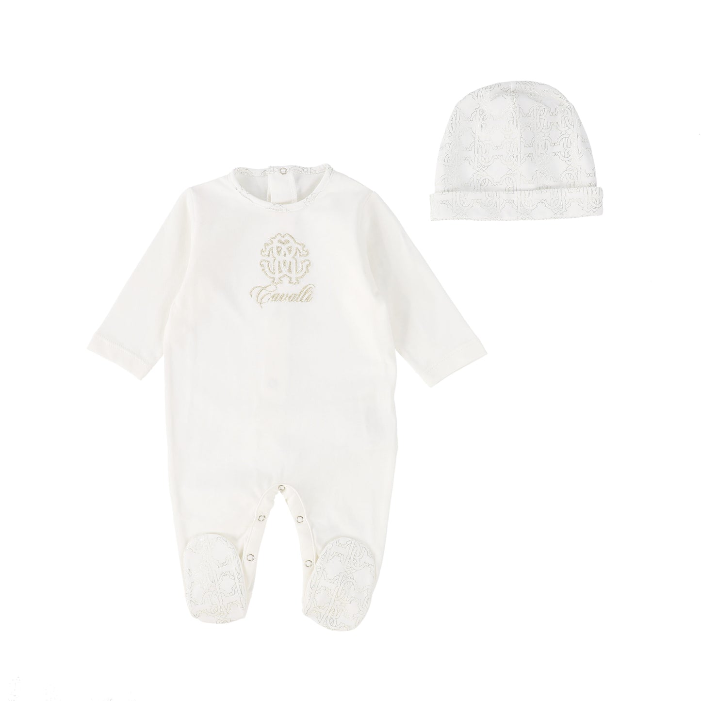 ROBERTO CAVALLI MONOGRAM FOOTIE AND BEANIE