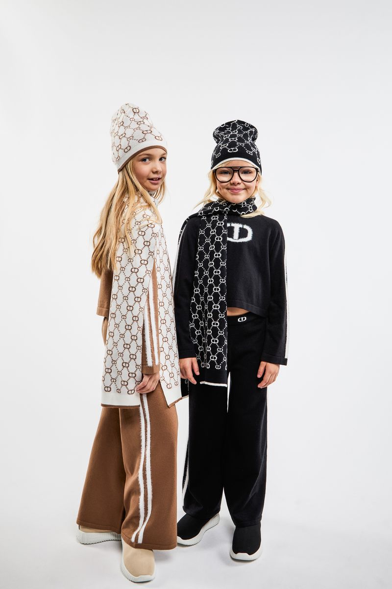 TWINSET BLACK/WHITE LOGO PRINT SCARF