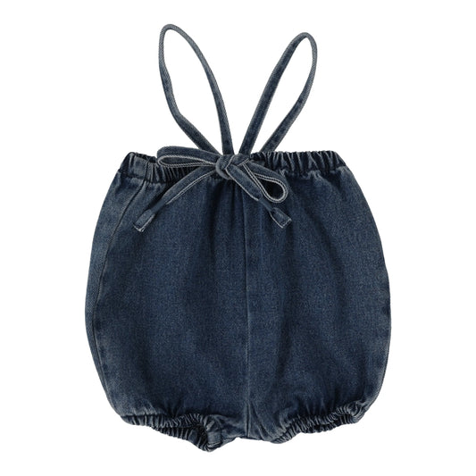 ANALOGIE DARK DENIM SUSPENDER BUBBLE SHORTS