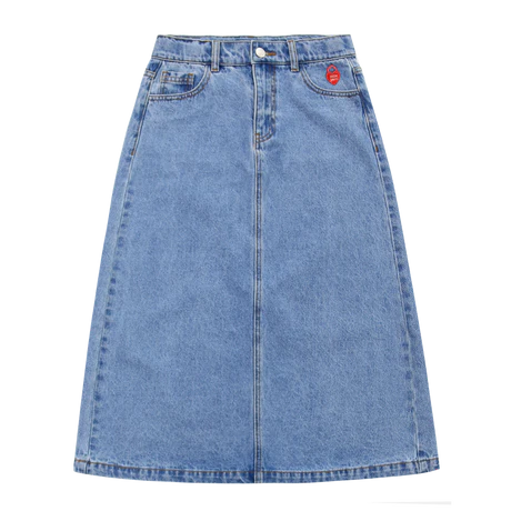 LITTLE PARNI BLUE DENIM MIDI SKIRT