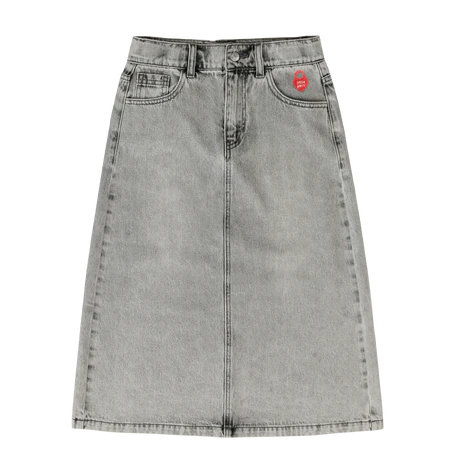 LITTLE PARNI GREY DENIM MIDI SKIRT