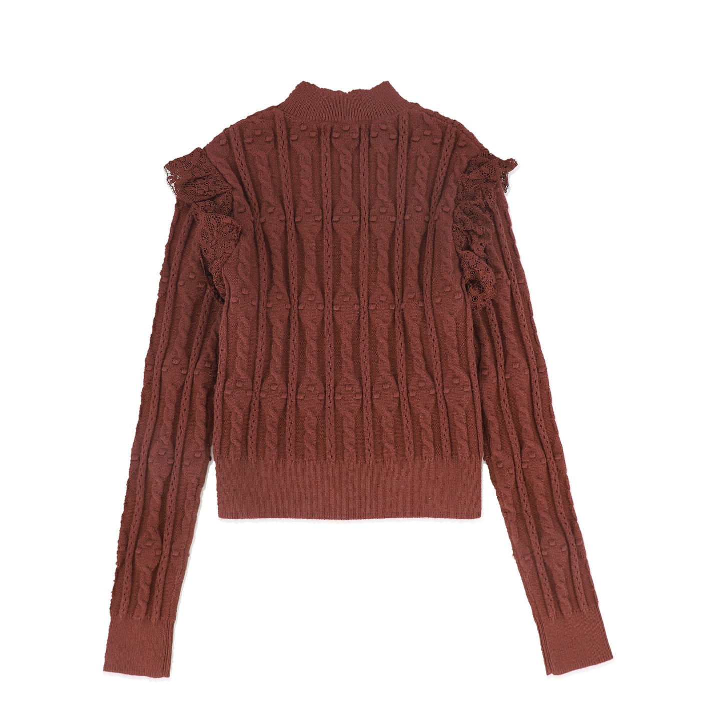 VALENTINA RUST LACE POINTELLE SWEATER