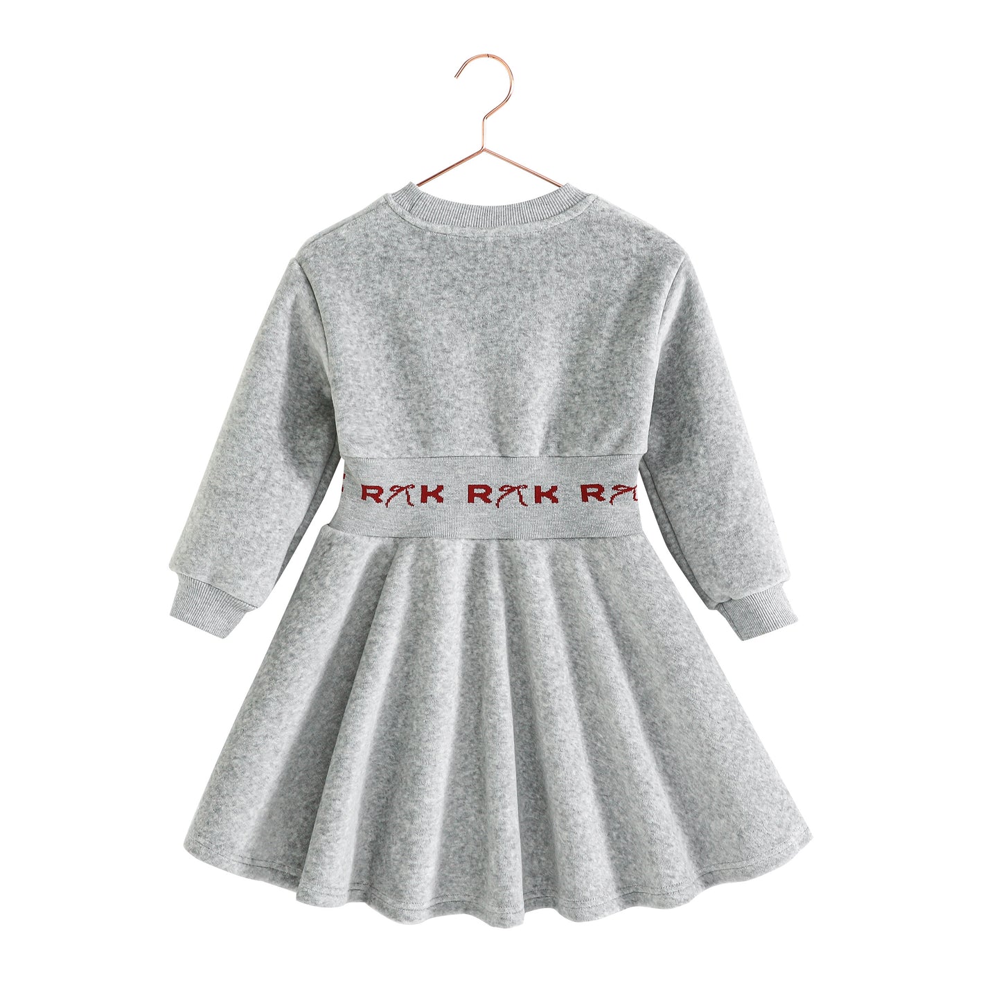 RETRO KID GREY/RED VELOUR LOGO DRESS