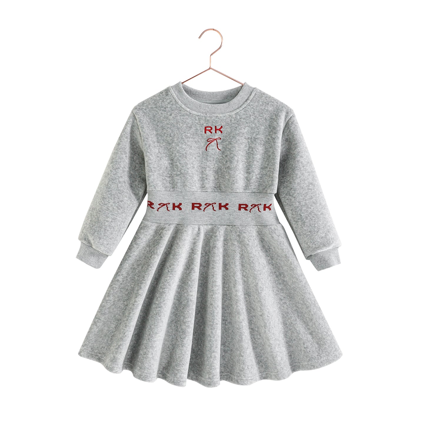 RETRO KID GREY/RED VELOUR LOGO DRESS