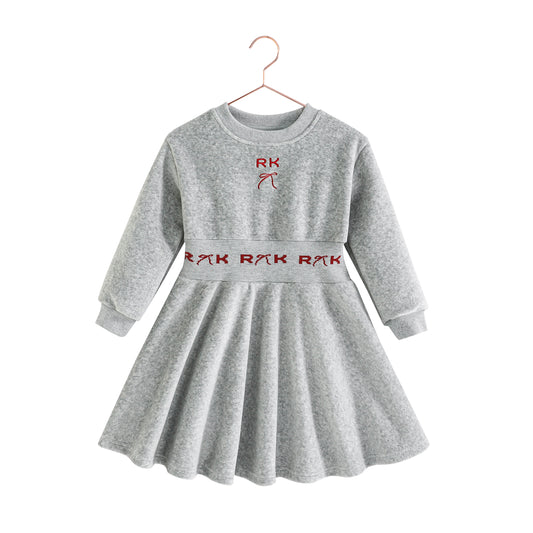RETRO KID GREY/RED VELOUR LOGO DRESS
