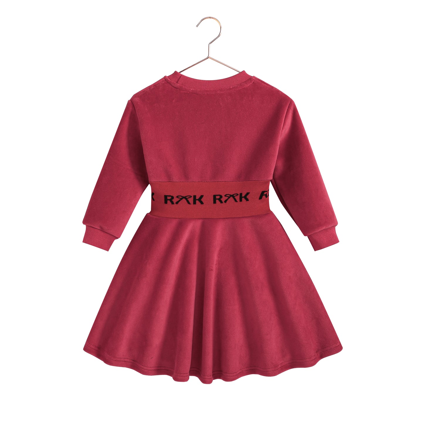RETRO KID BERRY VELOUR LOGO DRESS