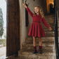 RETRO KID BERRY VELOUR LOGO DRESS