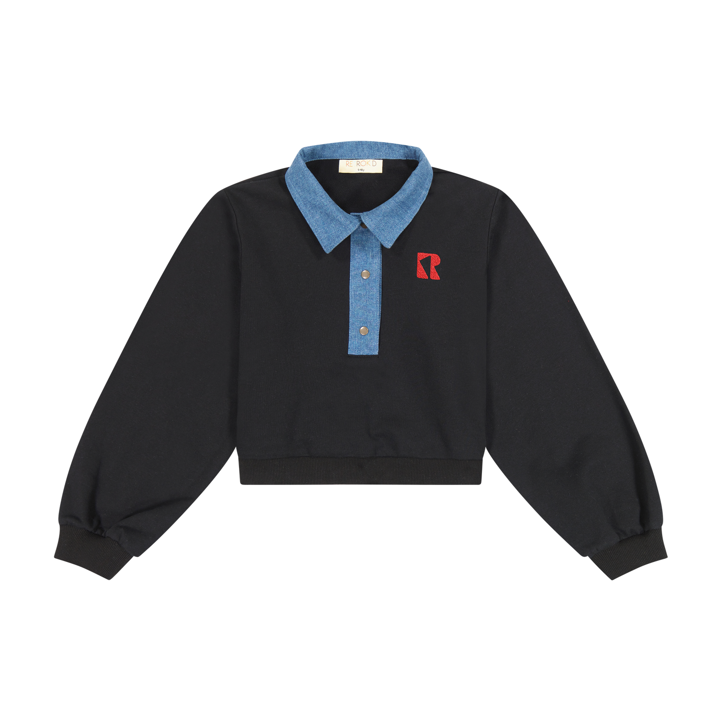 RETRO KID BLACK/RED DENIM COLLAR SWEATSHIRT