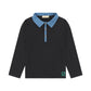 RETRO KID BLACK/GREEN DENIM COLLAR POLO