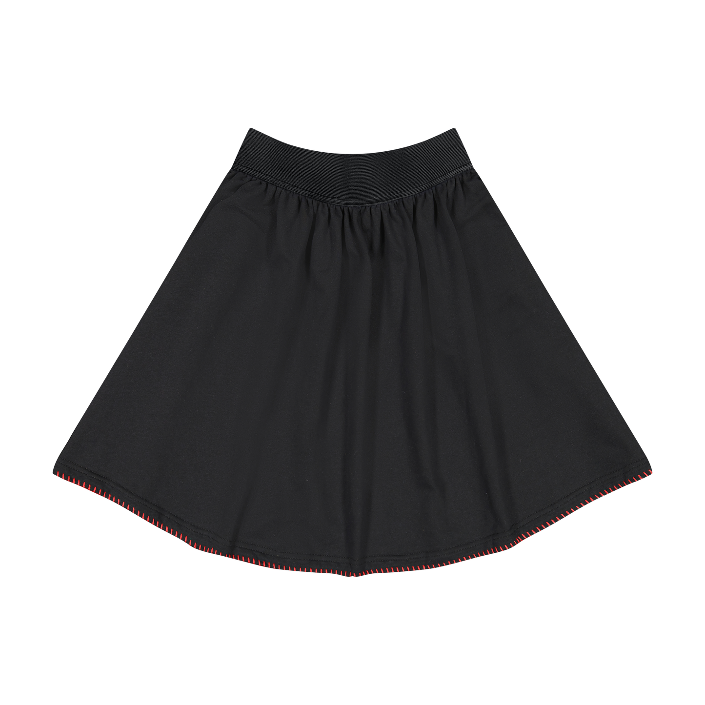 RETRO KID BLACK/RED STITCHED HEM SKIRT