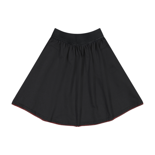 RETRO KID BLACK/RED STITCHED HEM SKIRT