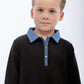 RETRO KID BLACK/GREEN DENIM COLLAR POLO