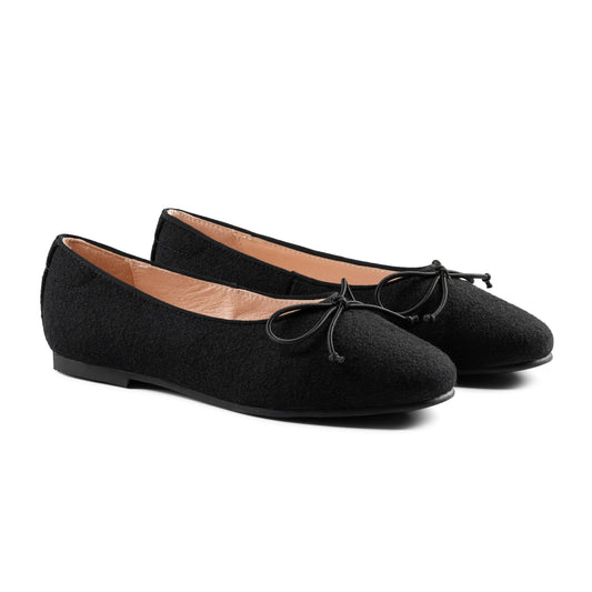 RAYBELLE BLACK WOOL BALLET FLAT