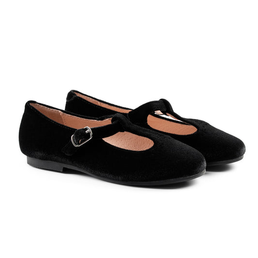 RAYBELLE BLACK VELVET T-STRAP SHOE