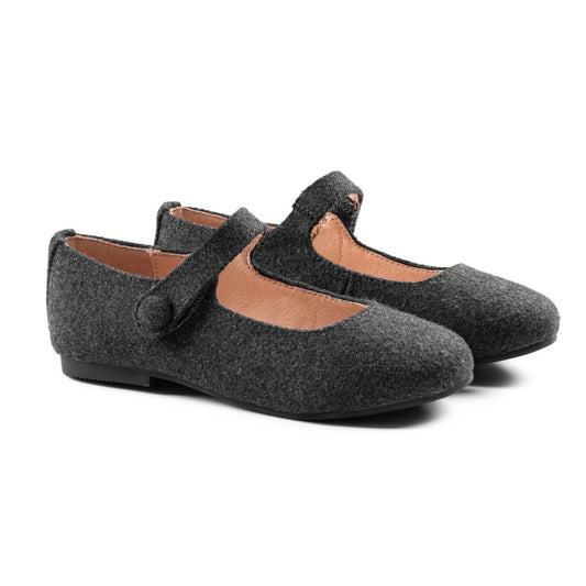 RAYBELLE GREY WOOL EMBROIDERED MARY JANE