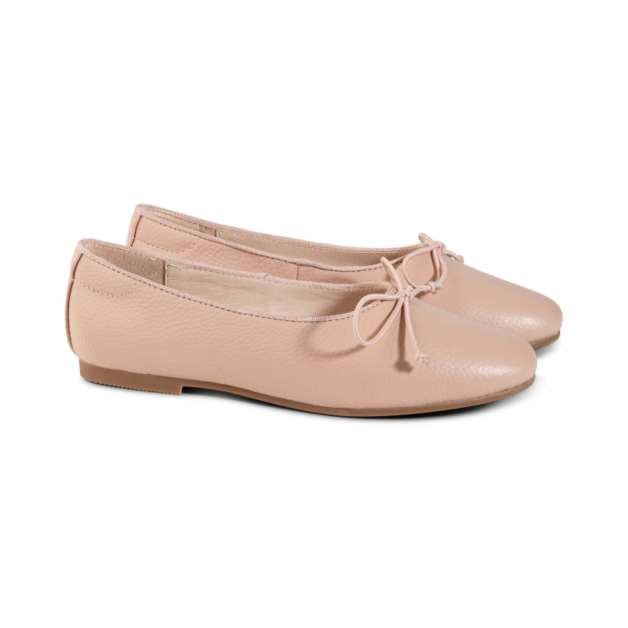 RAYBELLE PALE PINK TEXTURED LEATHER BALLET FLAT