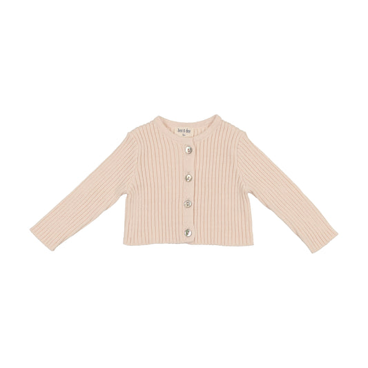 BEE & DEE PALE PINK RIBBED KNIT CARDIGAN