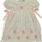 BEBE ORGANIC WHITE SILK PUFF SLEEVE BOW DRESS [FINAL SALE]