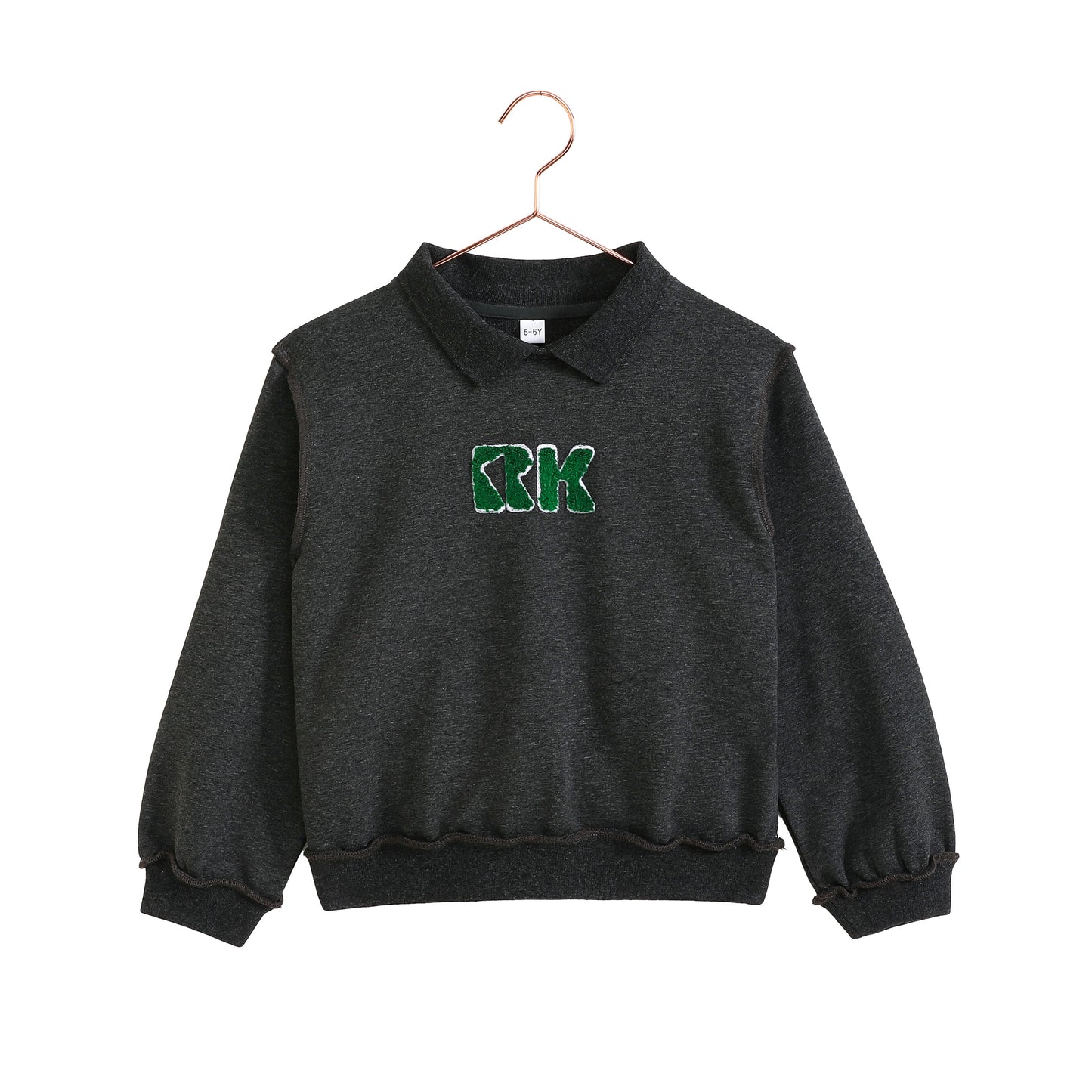 RETRO KID GREY/GREEN COLLAR SWEATSHIRT