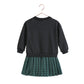 RETRO KID GREY/GREEN PLEATED SWEATSHIRT DRESS