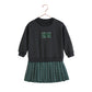 RETRO KID GREY/GREEN PLEATED SWEATSHIRT DRESS