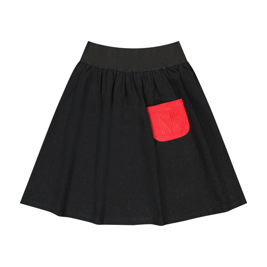 RETRO KID BLACK/RED CORD LOGO POCKET SKIRT