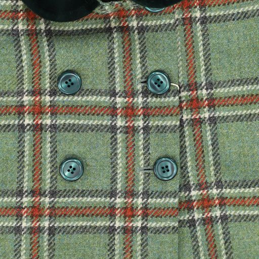 BIRINIT PETIT GREEN CHECKED VELVET COLLAR COAT [Final Sale]