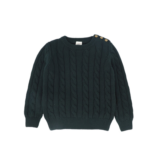 ANALOGIE HUNTER GREEN CABLE KNIT SWEATER