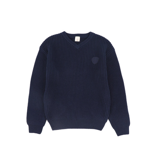 ANALOGIE NAVY KNIT VNECK SWEATER