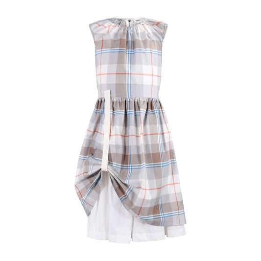 TNTRM TAUPE/BLUE CHECKED WAISTED JUMPER