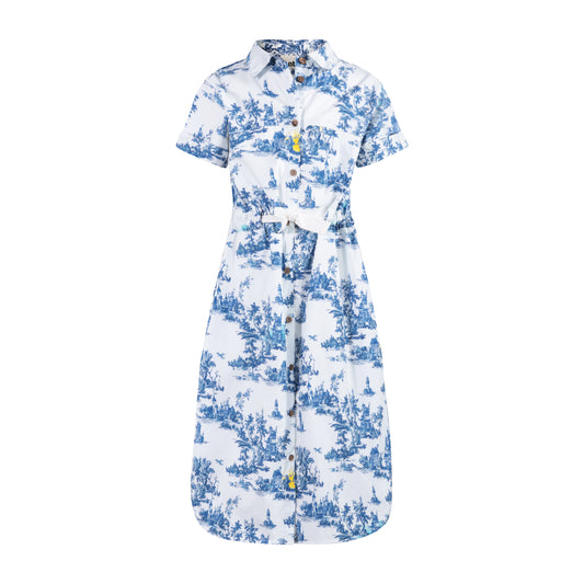 TNTRM BLUE TOILE COLLAR MIDI DRESS