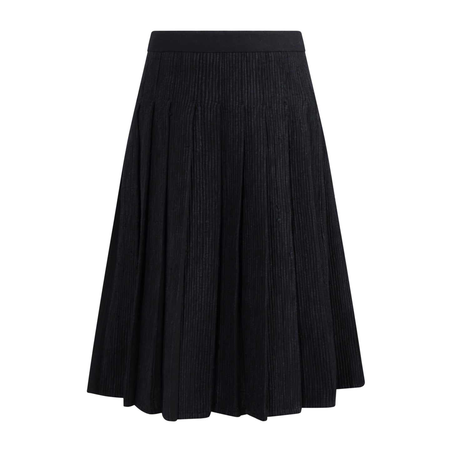 TNTRM BLACK WOVEN PLEAT MIDI SKIRT [FINAL SALE]