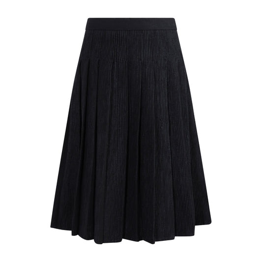 TNTRM BLACK WOVEN PLEAT MIDI SKIRT