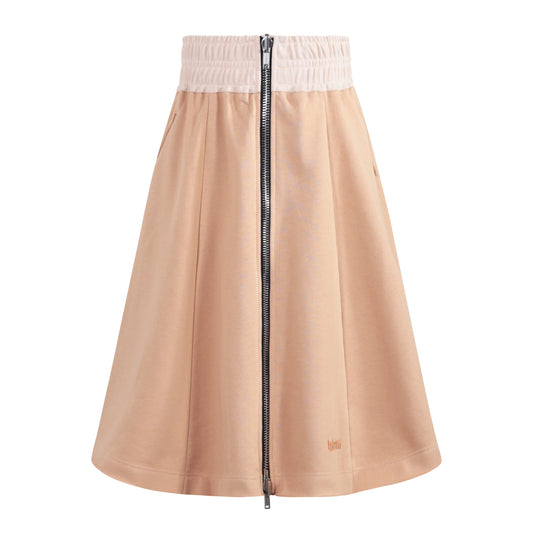 TNTRM TAN CONTRAST TRIM MIDI SKIRT