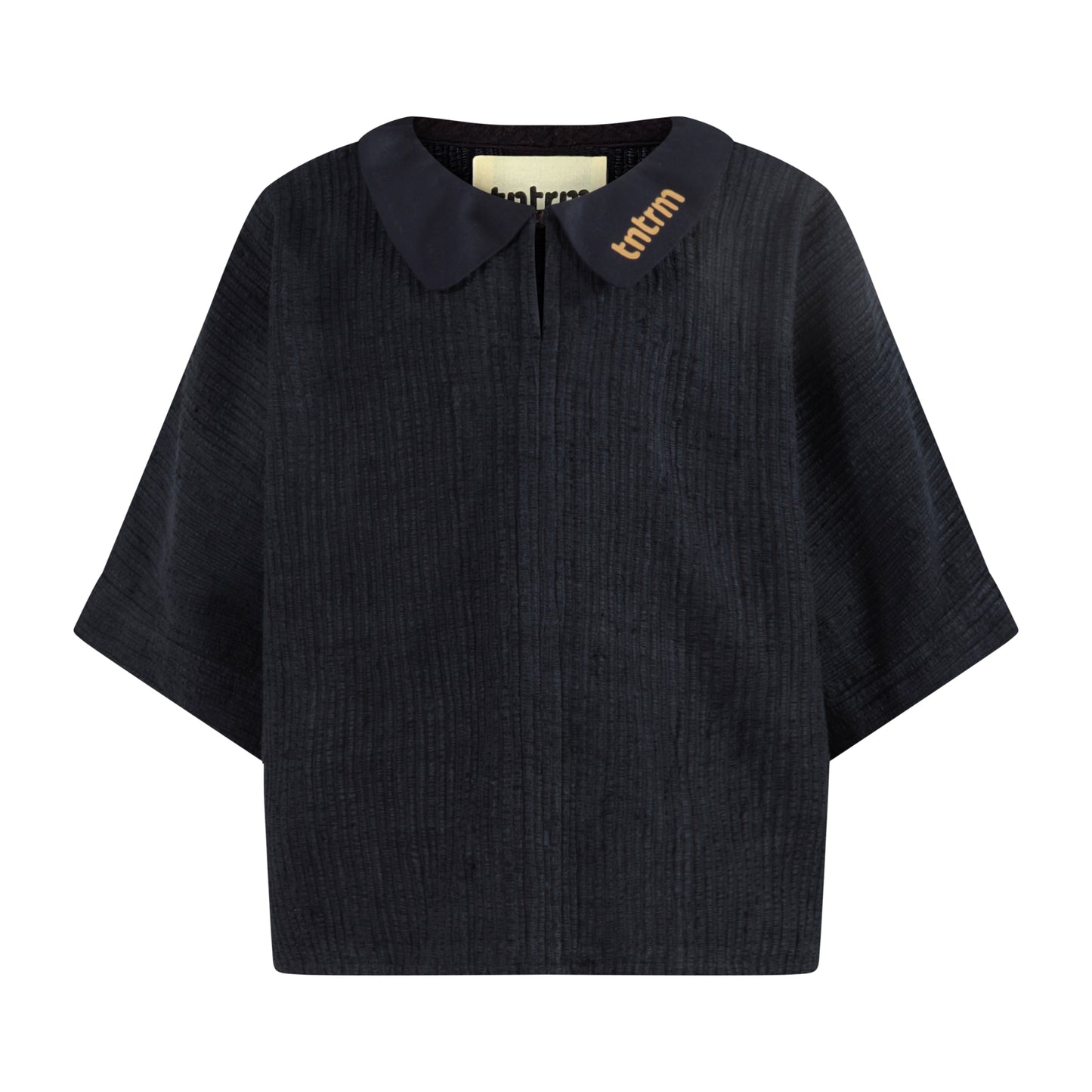 TNTRM BLACK WOVEN FLUTTER SLEEVE TOP