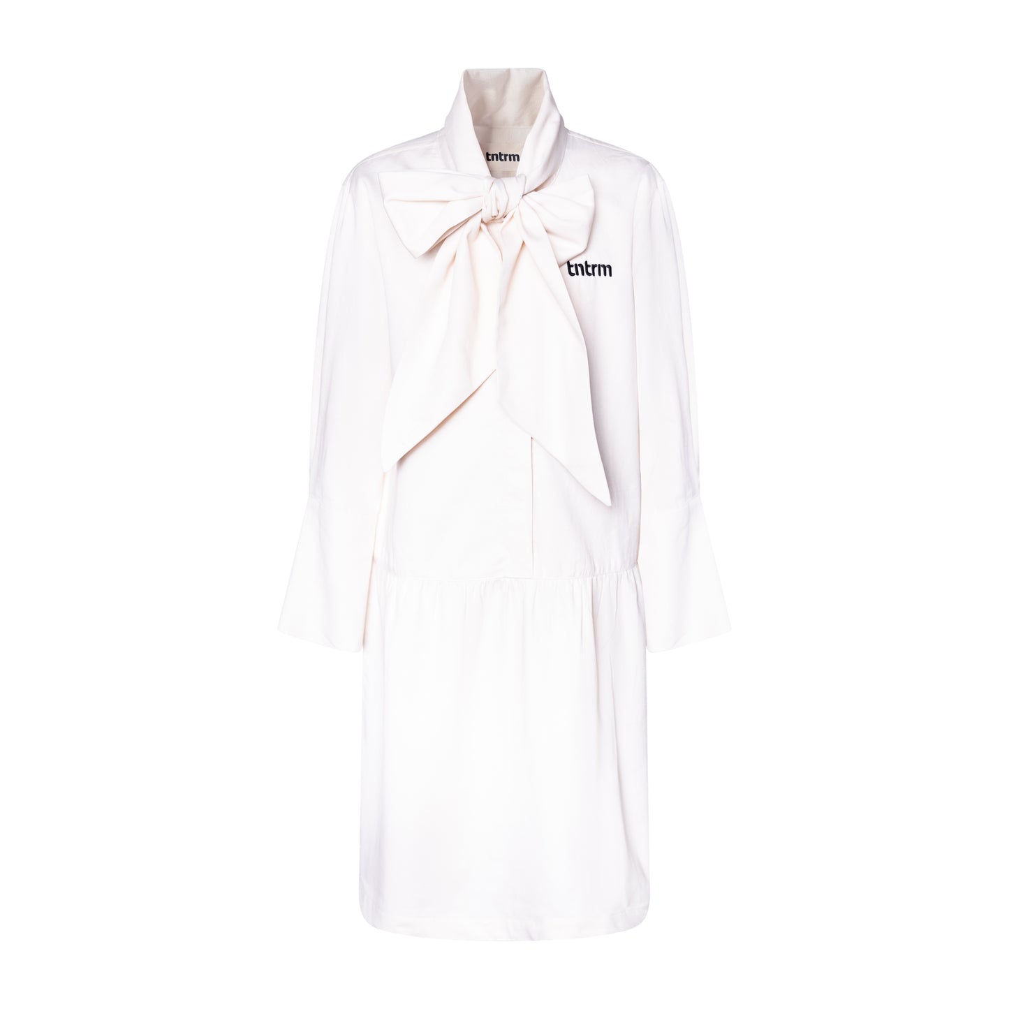 TNTRM PEARL WHITE BOW COLLAR SHIRT DRESS