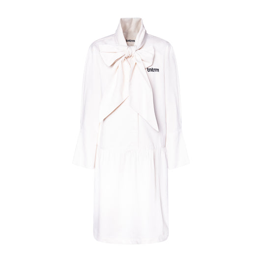 TNTRM PEARL WHITE BOW COLLAR SHIRT DRESS