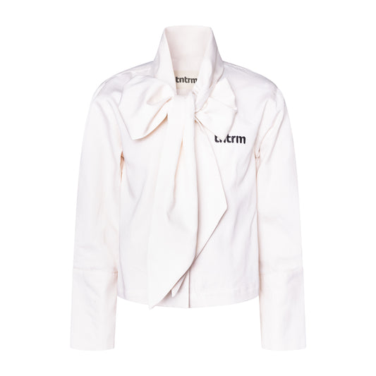 TNTRM PEARL WHITE BOW COLLAR BLOUSE