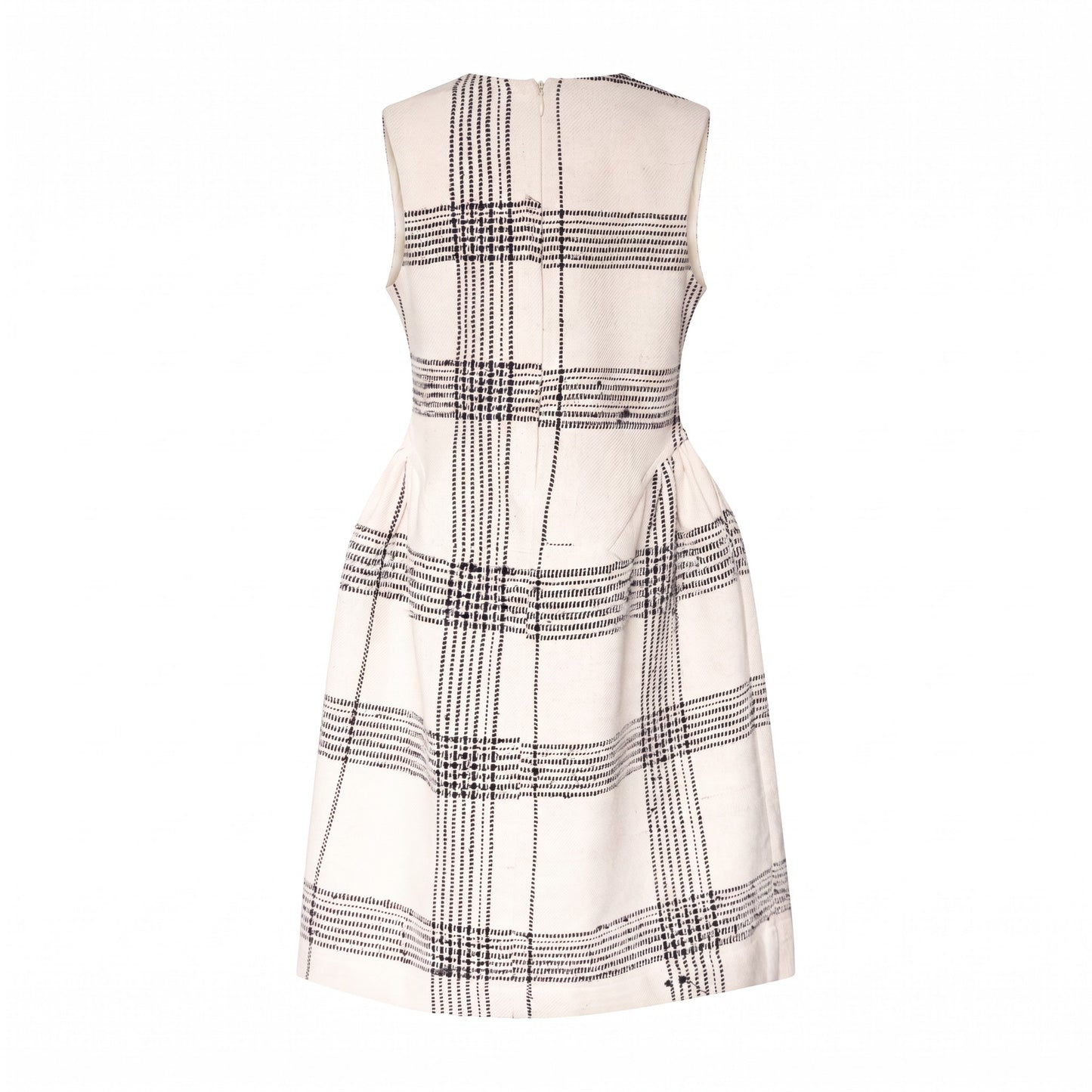 TNTRM WHITE/BLACK CHECKERED A-LINE DRESS