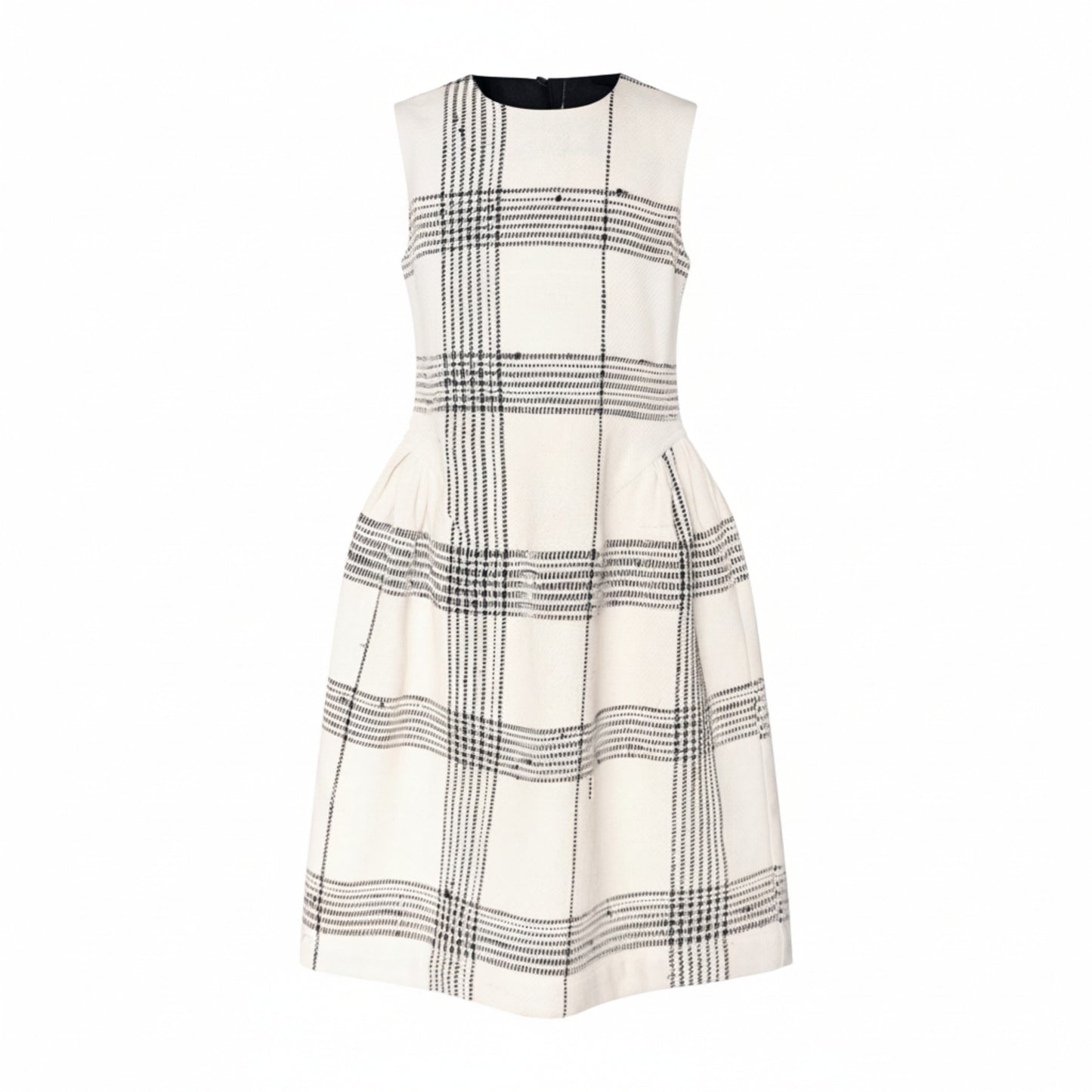 TNTRM WHITE/BLACK CHECKERED A-LINE DRESS