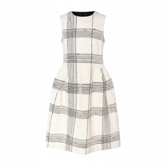 TNTRM WHITE/BLACK CHECKERED A-LINE DRESS
