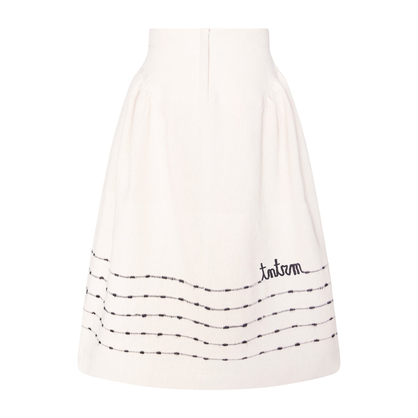 TNTRM IVORY/BLACK WOVEN STRIPED FLARE SKIRT
