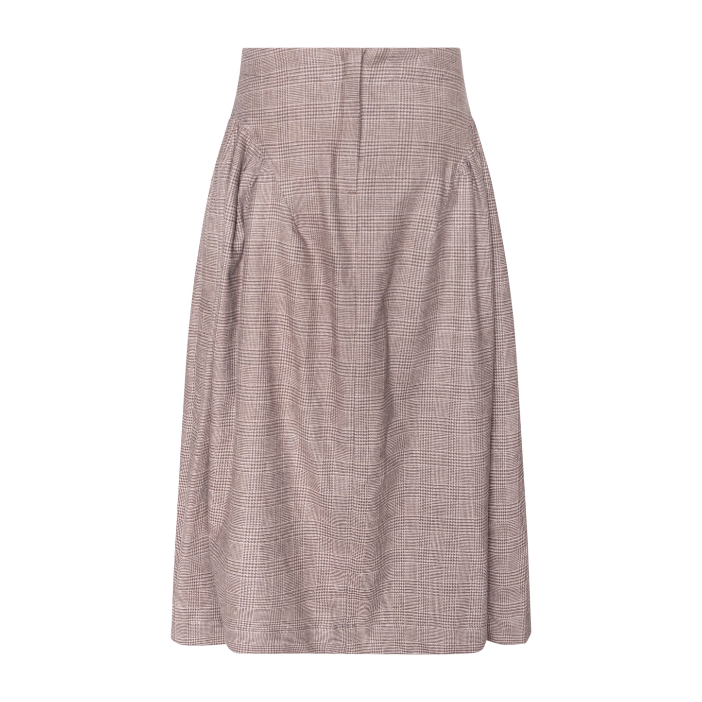 TNTRM COFFEE BROWN PLAID PLEATED TWILL SKIRT