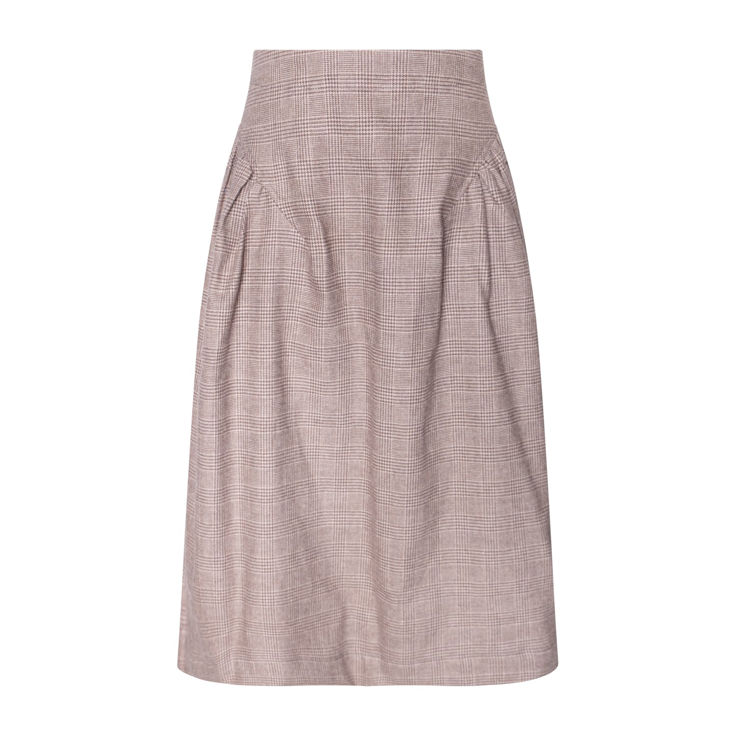 TNTRM COFFEE BROWN PLAID PLEATED TWILL SKIRT