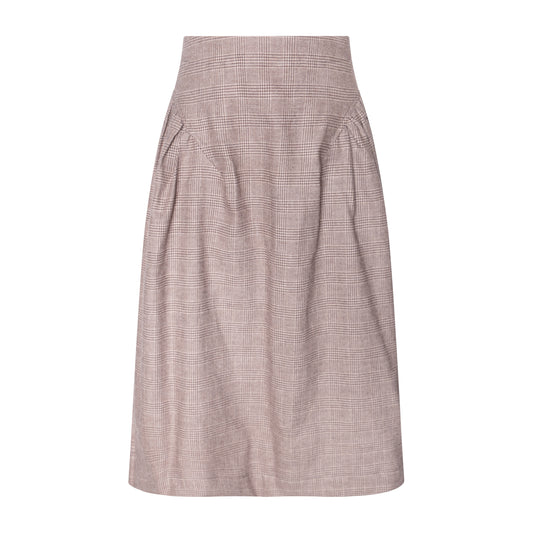 TNTRM COFFEE BROWN PLAID PLEATED TWILL SKIRT
