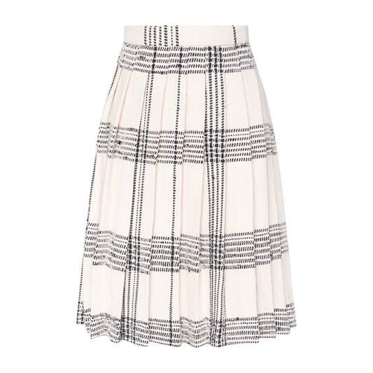 TNTRM WHITE/BLACK CHECKERED PLEATED SKIRT