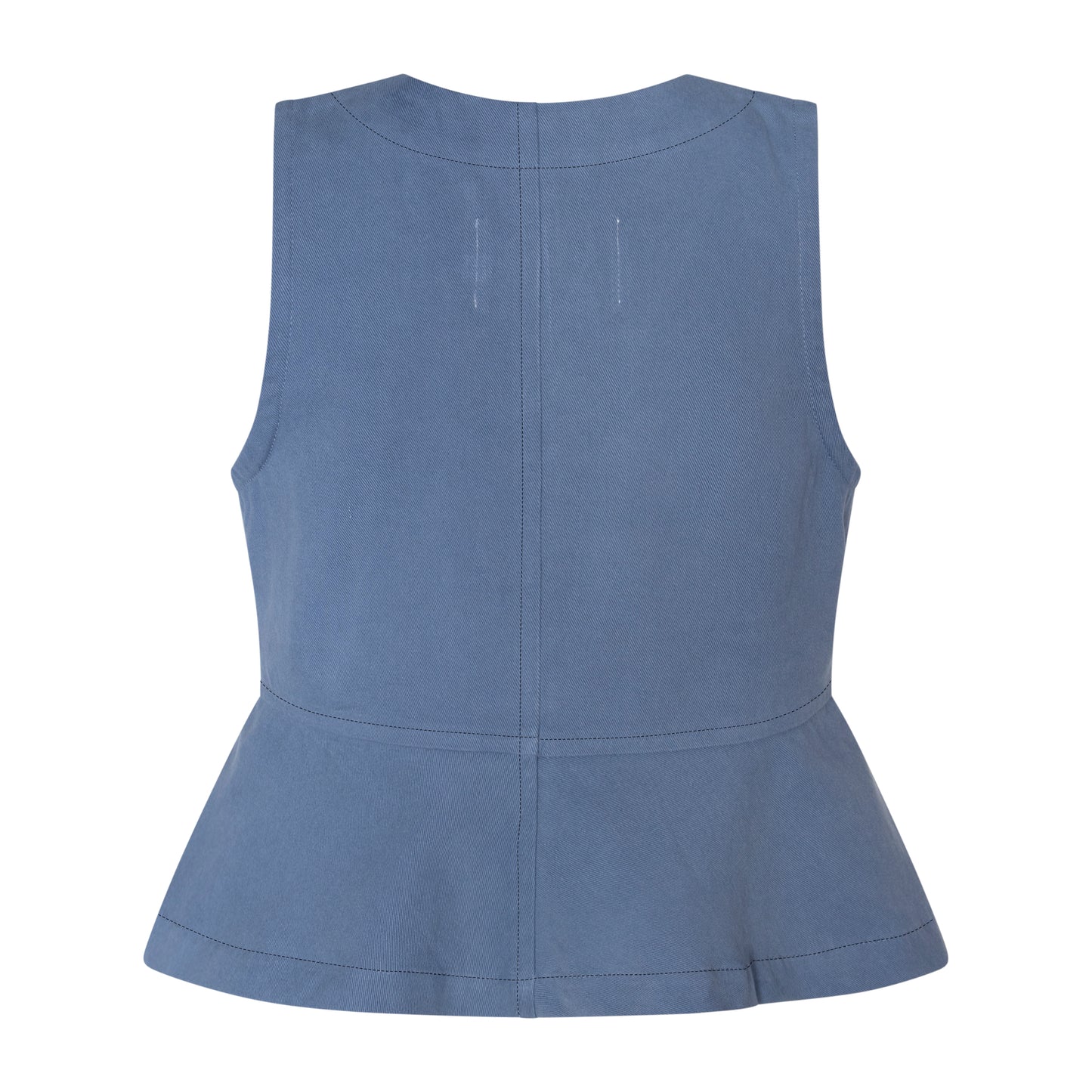 TNTRM DUSTY BLUE EMBROIDERED PEPLUM TOP