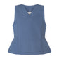 TNTRM DUSTY BLUE EMBROIDERED PEPLUM TOP