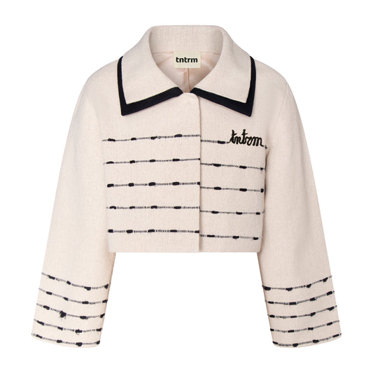TNTRM IVORY/BLACK WOVEN STRIPE JACKET