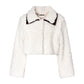TNTRM IVORY/BLACK TRIM CROPPED SHERPA JACKET